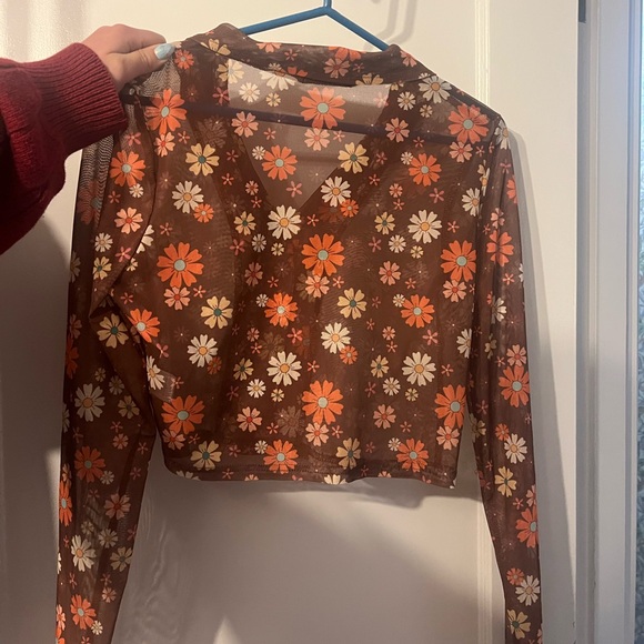 ISALIS Mesh floral crop top longsleeve - Picture 2 of 3